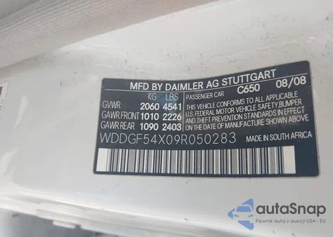 2009 Mercedes-Benz C 300 Luxury/Sport z USA, uszkodzony, nr VIN WDDGF54X09R050283